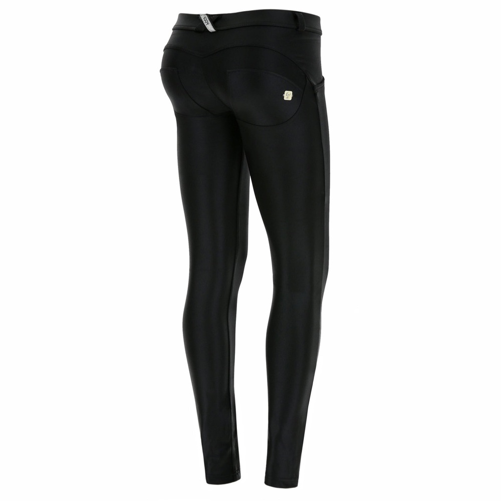 FREDDY WR.UP Black DIWO Lurex Faux Leather Ruched Push Up Shaping Pant Legging